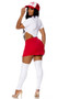 Secret Menu Sexy Fast Food Employee costume includes short sleeve bodysuit with V neck, collar, logo, Bae name patch, cut out sides and snap closure. Mini skirt with faux wrap design, nonfunctional large apron pin and back zipper closure also included. Footless leggings and printed trucker hat also included. Four piece set.