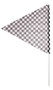 Black and white checkered flag on white plastic pole. Measures about 20" long.