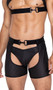 Master Chaps feature a perforated spandex fabric, hook and ring closure on elastic waistband, and rear cut out.