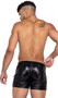 Midnight Sport Short features a lightweight shiny nylon fabric, an elastic waistband, and rear shaping back seams.