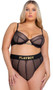 Mesh bra features satin binding, underwire demi cups, Playboy logo elastic, adjustable shoulder straps and back hook and eye closure. Matching high waisted thong features Playboy logo elastic waistband and cotton gusset. Two piece set.