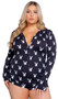 Playboy Slumber Bunny romper features cozy fleece, Playboy bunny logo print, long sleeves and front snap button closure.