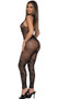One shoulder footless bodystocking features wide strap with cut out that can be worn on front or back side (see pictures), open crotch, and geometric pothole design.