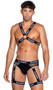 Playboy logo elastic harness with large O ring detail.