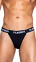 Men's thong features ultra soft modal fabric and Playboy logo elastic waistband.