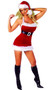 Santa's Chic costume includes velvet fur trimmed dress with attached belt.
