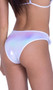 Metallic iridescent bikini style shorts with ruffle detail.