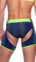 Reflective multicolor short chaps feature contrast trim, elastic waistband and studded front detail. Please note the item changes colors in different lighting as shown in photos.