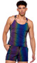 Reflective multicolor tank top features wide straps with snap hook closure and racer back. Please note the item changes colors in different lighting as shown in photos.