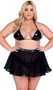 Vinyl bikini style top features adjustable triangle cups, halter neck and tie back.