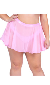 Sheer mesh mini skirt with iridescent waist band and trim. Pull on style.