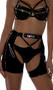 Vinyl chaps feature light up LOVE strap with D ring accents on the waistband, and clear cut out rainbow light up strips down the side of each leg.
