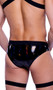 Vinyl shorts feature elastic waistband and front light up strip.