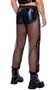Vinyl and fishnet joggers feature light up strips down each leg, elastic waist and drawstring closure.