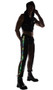 Vinyl and fishnet joggers feature light up strips down each leg, elastic waist and drawstring closure.