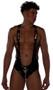 Vinyl singlet features light up LOVE straps with D ring accents and snap hook closures, light up pouch, and elastic suspender style back straps with large O ring accent.