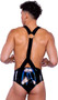 Vinyl singlet features light up LOVE straps with D ring accents and snap hook closures, light up pouch, and elastic suspender style back straps with large O ring accent.