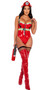 Playboy Firegirl costume includes sleeveless stretch vinyl bodysuit features reflective trim and front zipper closure. Matching belt with buckle closure and adjustable vinyl suspenders with Playboy Bunny logo buckles also included.  Helmet with Bunny logo also included. Three piece set.