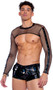 Iridescent print vinyl shorts feature elastic waistband with front studded detail.