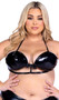 Vinyl bikini style top features triangle cups with bow and extra strap accent, halter neck and tie back.