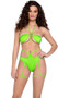 Thong back shorts feature extra strap detail, O ring accent and attached leg garter wraps.