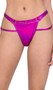 Metallic bikini style shorts with extra strap on waistband, gold metal hardware, extra hip strap detail, and cheeky cut back.