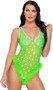 Sleeveless sheer romper features metallic stars and trim, V neckline, wide shoulder straps, and marabou bottom trim.
