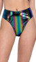 Multicolor vinyl high waist shorts with high cut on the leg and cheeky cut back.