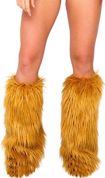 Knee high faux fur leg warmer.