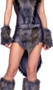Faux fur wrist gloves with open fingers and hole for thumb. Pair.
