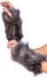 Faux fur wrist gloves with open fingers and hole for thumb. Pair.
