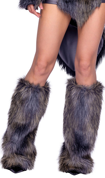 Faux fur leg warmers. Designed to go over your own shoes/boots. Tops have elastic bands to hold them in place. Bottoms are open.