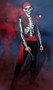 Pirates Curse costume includes long sleeve shirt with screen printed skeleton on front and back, head scarf, and sash. Brocade vest with gold trim, collar and faux button accents also included. Four piece set.