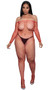 Wide fishnet long sleeve bodystocking features off the shoulder neckline.