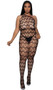 Asymmetrical one shoulder bodystocking features webbed net design and side cut outs.
