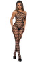 Asymmetrical one shoulder bodystocking features webbed net design and side cut outs.