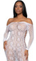 Off the shoulder floral lace net maxi dress features long sleeves and sexy criss cross cut out sides.
