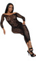 Off the shoulder floral lace net maxi dress features long sleeves and sexy criss cross cut out sides.