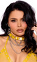 Studded leather choker with triple chains and O ring accents, and adjustable snap closure behind the neck.