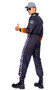 Hunky Race Car Driver costume includes long sleeve jumpsuit featuring checkered side panels, vinyl mock neck and cuffs, flame sleeves, patches and front zipper closure. 