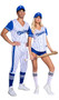 Playboy Baseball Homerun Hunk costume includes striped jersey style top with contrast short sleeves, Playboy print detail, the number 53 on the back, v neckline and front snap closure. Matching pants and baseball hat with Playboy Bunny logo also included. Three piece set.