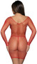 Sheer wide fishnet mini dress features long sleeves and wide V shaped neckline.