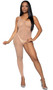 Sleeveless asymmetrical bodystocking features one shoulder with wide strap and one footless leg. Reversible, can be worn with strap on either side. Closed crotch.