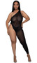 Sleeveless asymmetrical bodystocking features one shoulder with wide strap and one footless leg. Reversible, can be worn with strap on either side. Closed crotch.