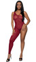 Sleeveless asymmetrical bodystocking features one shoulder with wide strap and one footless leg. Reversible, can be worn with strap on either side. Closed crotch.