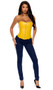 Leather strapless corset top with front zipper closure, boning, detachable adjustable garters, and lace up back.