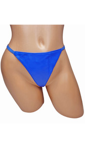 Leather G-string with elastic back.
