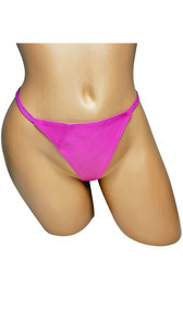 Leather G-string with elastic back.