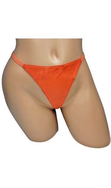 Leather G-string with elastic back.