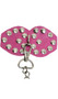 Studded leather studded pasties with D ring and detachable chain. Back of pasties is also studded. Adhesive not included.